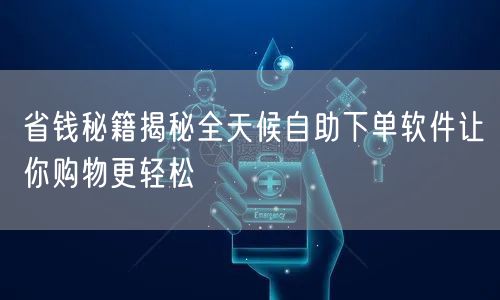 省钱秘籍揭秘全天候自助下单软件让你购物更轻松